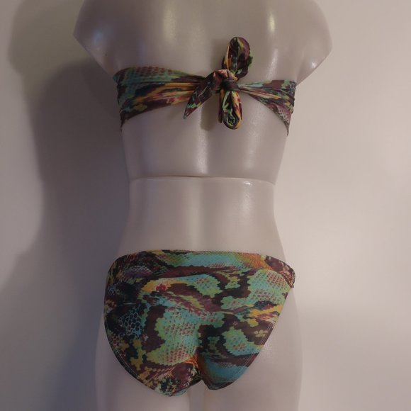 Womens Pilyq Multicolor Python Print 2 Pc Set Bandeau Bikini S * - Picture 5 of 8
